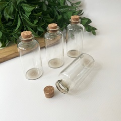 Баночки-бутылочки для хранения с пробкой, прозрачные, 40 мл, набор 4 шт.