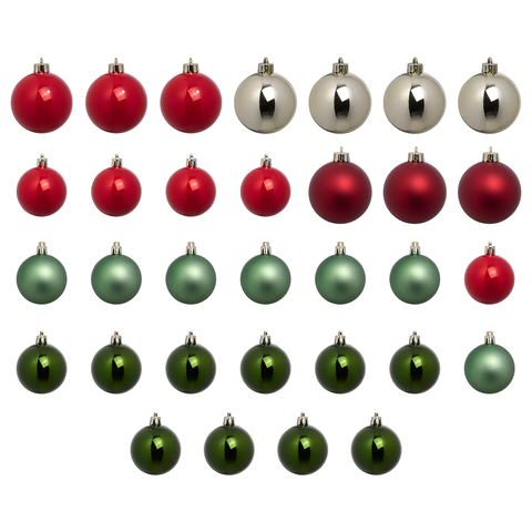 Набор ёлочных украшений (шар) Vintertid, 32 шт, пластик, разноцветный