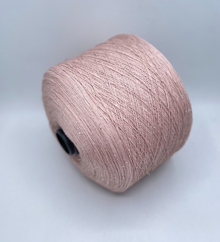 Бобинная пряжа (пр.Италия),Linette Pailletes, 450/100гр, 80% Лен, 20% Полиэстер(пайетка), цвет-Нежно-розовый+пайетка. арт.36728
