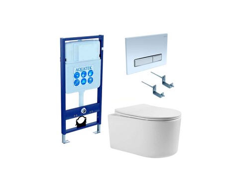 Aquatek SET Aquatek МИЯ 4в1 SET Aquatek МИЯ 4в1 (рама Aquatek Standard INS-0000012+ кркпеж KKI-0000002+клавиша KDI-0000022+унитаз МИЯ AQ2004-00 с тонким сиденьем soft-close