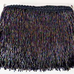 Купить оптом стеклярус на ленте Black AB радужный