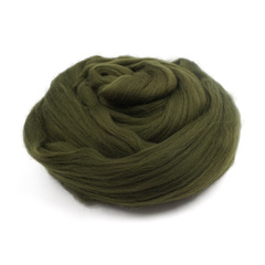 Шерсть для валяния "ТРО", тонкая мериносовая шерсть 100г, т.оливковый