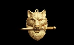 Силиконовый молд Амулет Волк с кинжалом малый