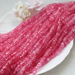 Хрусталь (стекло) граненный, кубик, ярко-розовый, 6 мм, 1 нить, К214