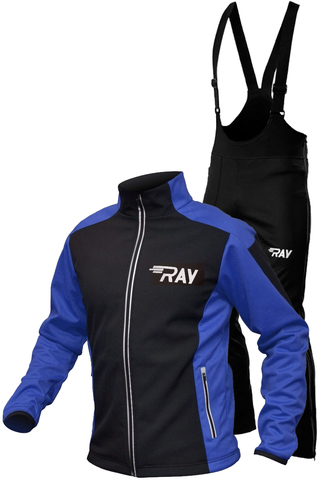 Утеплённый лыжный костюм RAY RACE WS Black-Blue мужской с лямками и высокой спиной