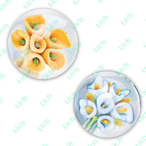 Стеклянные вагинальные шарики Wild Orchid (желтый, белый) - 3,5 см