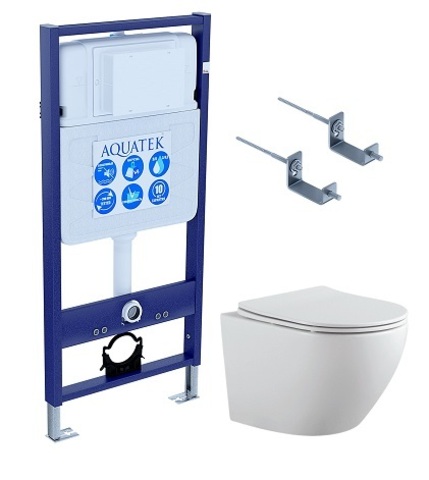 Aquatek Set AQUATEK ЕВРОПА-KKI2  (рама AQUATEK Standard INS-0000012+звукоизоляционная прокладка+крепеж KKI-0000002+унитаз ЕВРОПА AQ1901-00+тонкое сиденье с ме