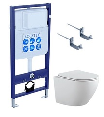 Aquatek Set AQUATEK ЕВРОПА-KKI2  (рама AQUATEK Standard INS-0000012+звукоизоляционная прокладка+крепеж KKI-0000002+унитаз ЕВРОПА AQ1901-00+тонкое сиденье с ме фото