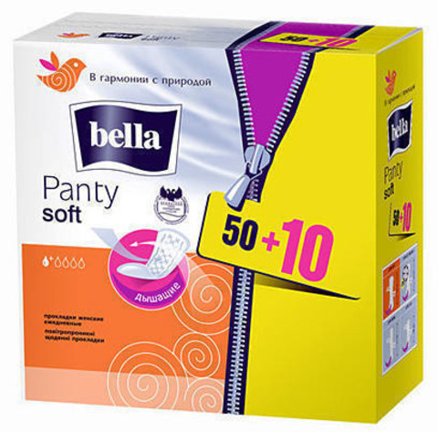 Прокладки ежедн BELLA Panty Soft 50+10 шт РОССИЯ