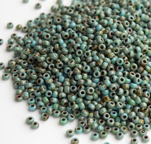 15/0 RR-4514 Opaque Picasso Turquoise Blue