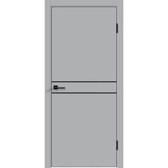 Купить Дверь экошпон Техно 2 серая кромка ABS чёрная