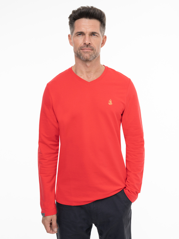 Джемпер красного цвета с V-вырезом (XS/44, S/46, M/48, XL/52, 4XL/58, 5XL/60) – Распродажа