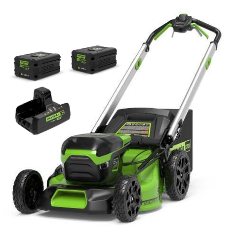Cамоходная аккумуляторная газонокосилка Greenworks GD60LM51SPK4, 60v, 51 см, (2514307U2B), с двумя аккумуляторами 4 А·ч и быстрым двойным зарядным устройством