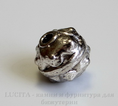 Бусина металлическая "Булава" 10х10 мм (цвет - античное серебро)