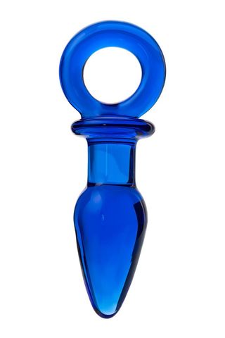 Синяя анальная пробка из стекла с ручкой-кольцом - 14 см. - Sexus Sexus Glass 912252