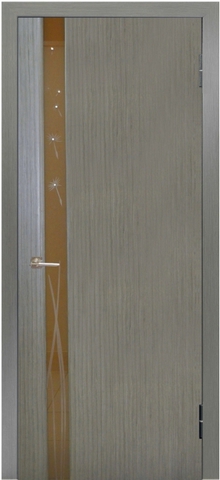 Дверь Модерн - 3 (стекло одуванчики (серый дуб, остекленная шпонированная), фабрика LiGa