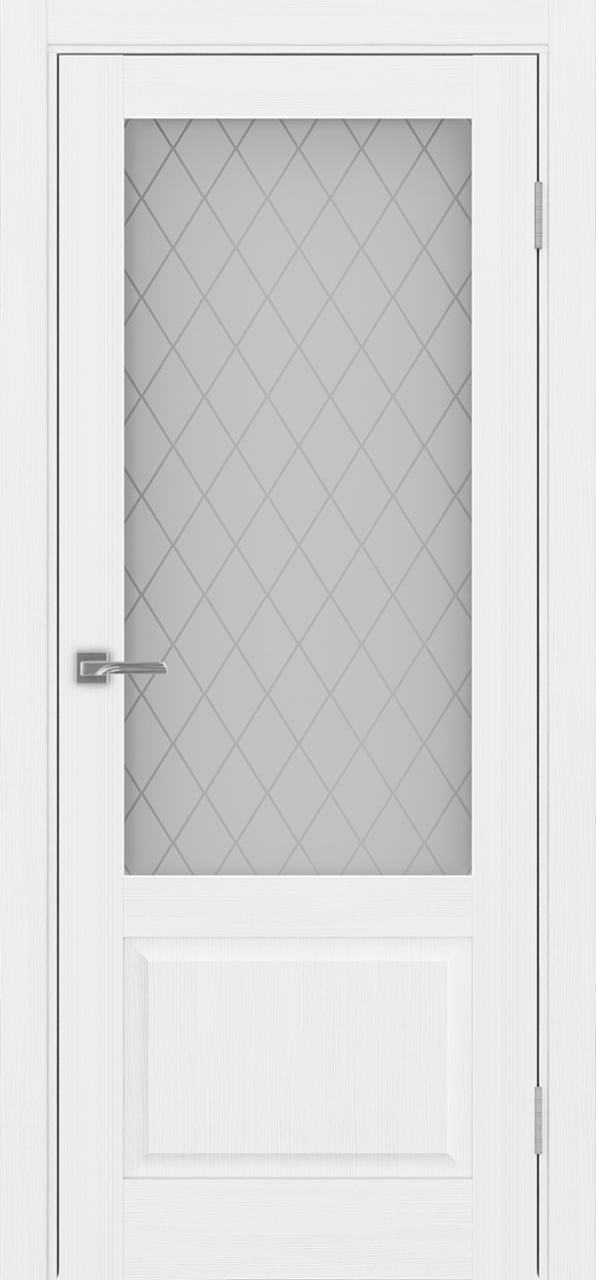 Дверь межкомнатная Оптима Порте Тоскана 640.21 ОФ3, цвет белый лед, экошпон, стекло кристалл