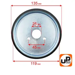Диск фрикционный UNITED PARTS для снегоотбрасывателя D135хd119хd25мм, между отверстиями крепления 46мм, толщина 20мм. (аналог KC21-02-11A)