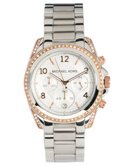 Michael Kors Silver & Rose Gold Chronograph Watch