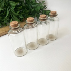 Баночки-бутылочки для хранения с пробкой, прозрачные, 40 мл, набор 4 шт.