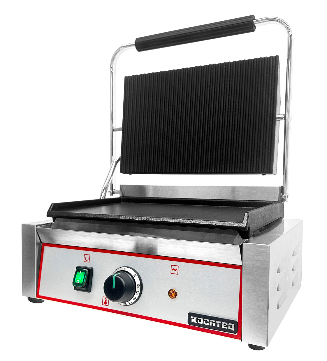 Гриль пресс Kocateq GH 811EC GL односекционный с верхней ребристой, нижней плоской пластиной