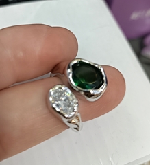 84542 - Кольцо разъемное с камнями в стилистике POISON DROP лимонная позолота/серебро