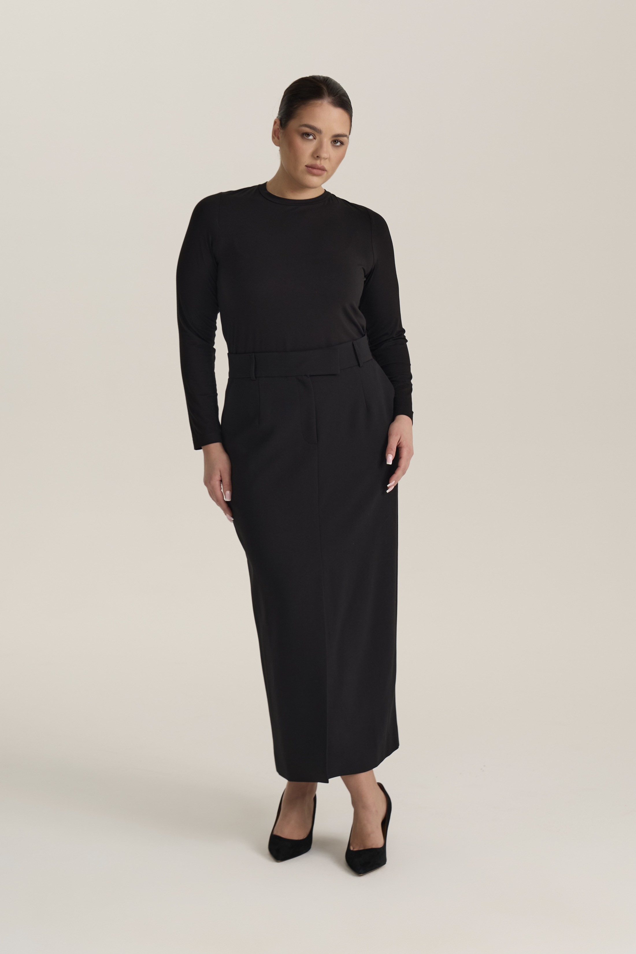 Юбка макси со шлицей спереди, черный