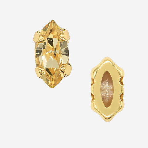 Кристалл Маркиз (Marquise Fancy Stone) в цапах, оттенок "Светлый Топаз"/"Light Topaz", 8*4мм, позолота