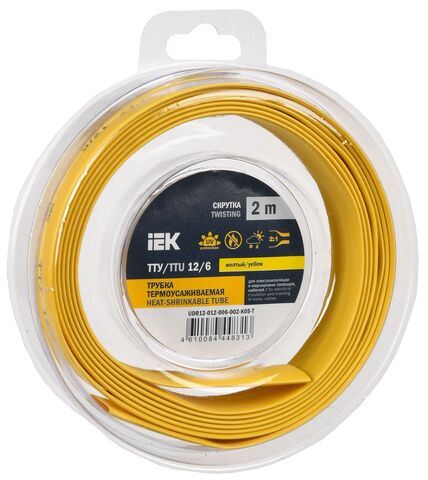 Трубка термоусадочная ТТУ нг-LS 12/6 желтая (2м/упак) IEK