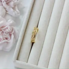 Кольцо с петелькой Бамбук, регулируемое, позолота , Д066