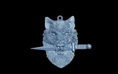 Силиконовый молд Амулет Волк с кинжалом малый