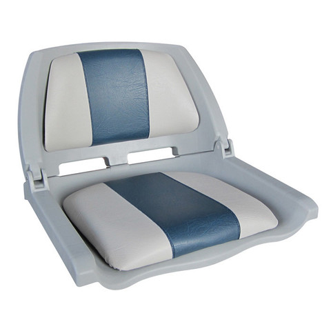 Сиденье пластмассовое складное с подложкой Molded Fold-Down Boat Seat, серо-голубое