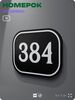 Номерок на дверь квартиры 384, для кабинета, офиса, шильдик 9 х 7 см, черный, Айдентика Технолоджи