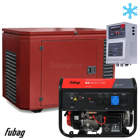 Бензиновый генератор в зимнем кожухе с блоком АВР Fubag BS 9000 A ES/1200SCW RAL 3005