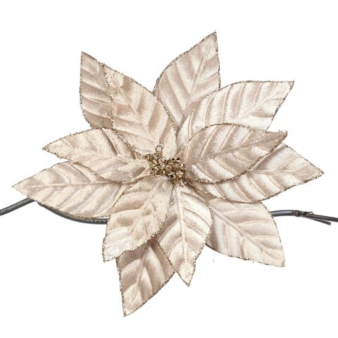 Пуансеттия на клипсе 2шт 28см Goodwill кремовая/шампань