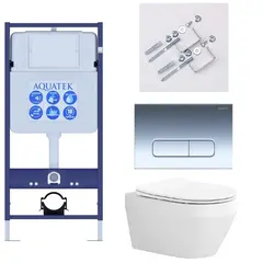 Aquatek SET Aquatek ЛЕЯ Т-016 4в1 SET Aquatek ЛЕЯ Т  (рама Aquatek Standard INS-0000012, клавиша KDI-0000016 ,KKI-0000002 крепёж+унитаз ЛЕЯ AQ1199T-00  с тонким сиденьем soft-close фото