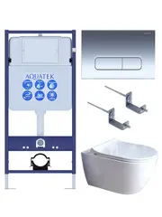 Aquatek SET Aquatek ПОЛАРИС-01-016 4в1 SET Aquatek ПОЛАРИС (рама Aquatek Standard INS-0000012+унитаз ПОЛАРИС AQ0700-01 с тонким сиденьем soft-close+ крепеж KKI-0000002 +панель KDI-0000016) фото