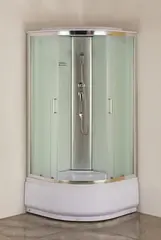 Aquanet SC-900Q SC-900Q Кабина 900х900мм,1/4 круга, хром, мат/бел, 4мм, купол, верх.душ, выс.поддон.Набор (243328) фото