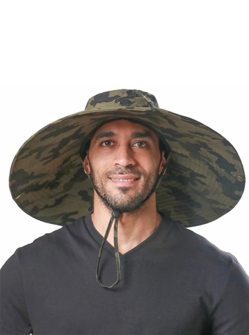 Картинка шляпа Skully Wear extra wide Brim green camo - 12