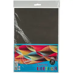 Картон А4 Апплика немелованный черный, 20 л