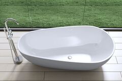 Акриловая ванна ART&MAX AM-506-1670-845 отдельностоящая со сливом-переливом (донный клапан клик-клак, сифон, гидрозатвор в комплекте) фото