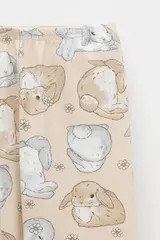 брюки  для девочки  КР 4074-1/песчаный,зайчики и ромашки к563