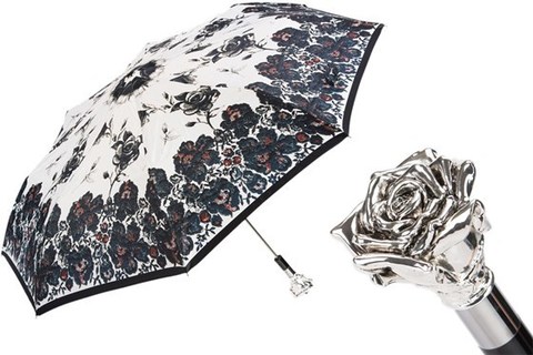 Зонт женский складной Pasotti - Silver Rose Folding Umbrella, Италия.