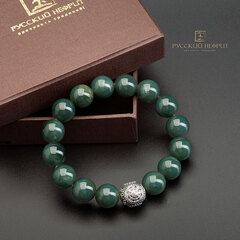 Браслет "Колесо судьбы". Тёмная морская волна. 12мм.