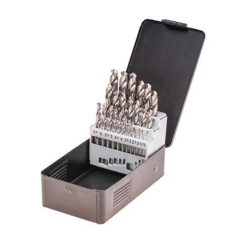 Набор сверл по металлу 1-13мм 25шт DIN338 HSS-G 118° (мет. кейс) Terrax by Ruko A214215