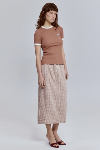 Футболка из хлопковой рибаны с контрастной отделкой