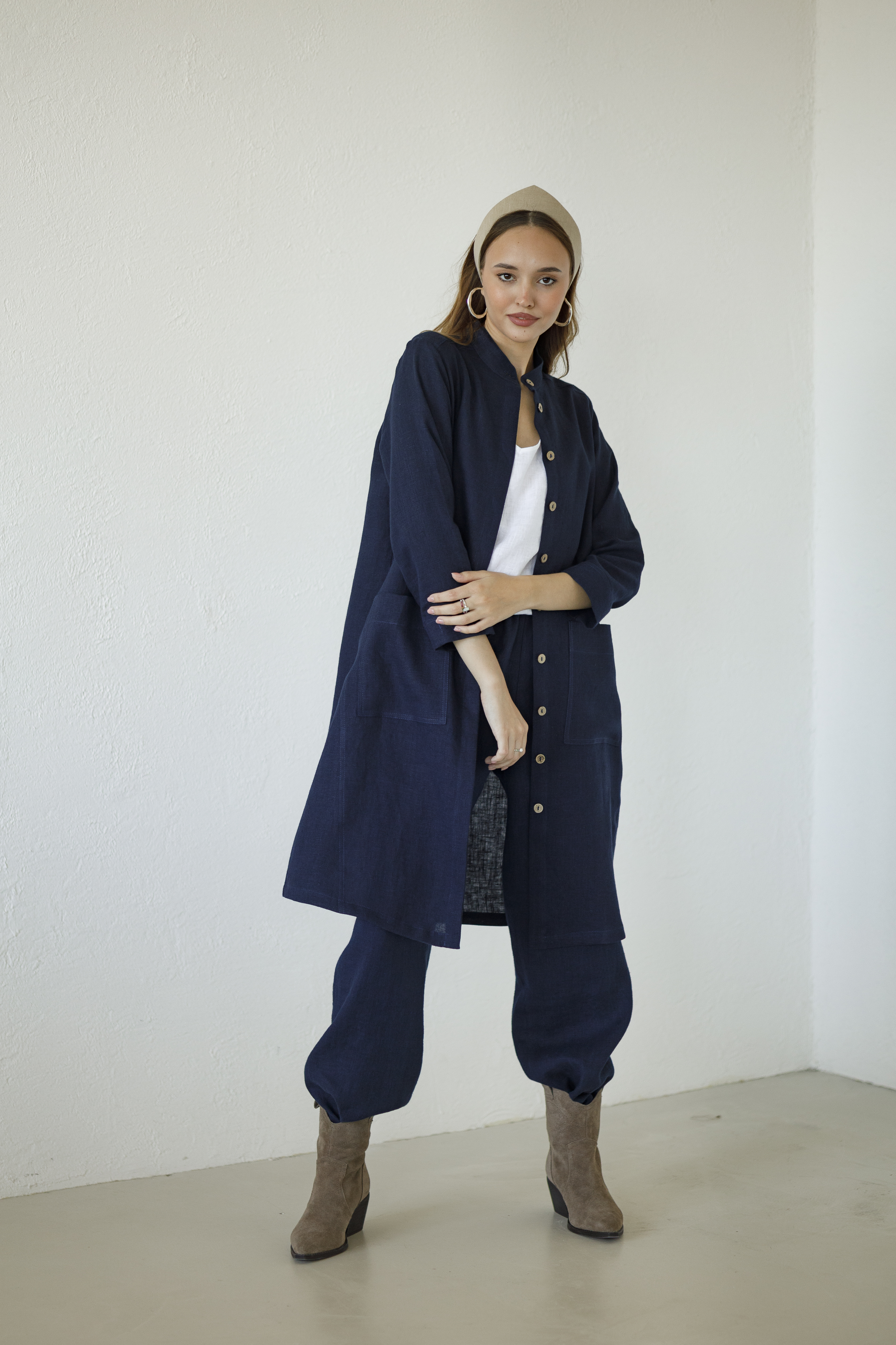 Платье миди льняное Бегония