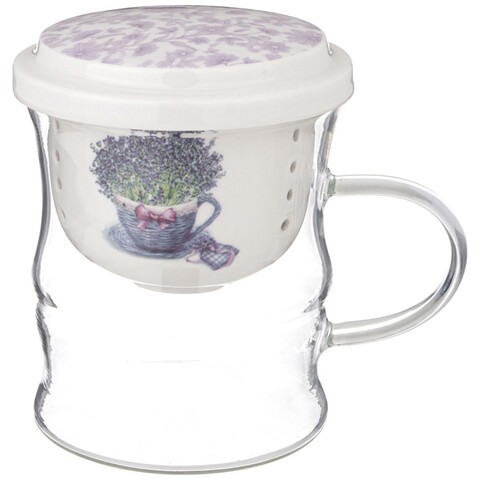 Кружка стеклянная с фарфоровым ситом Lefard, 420 мл