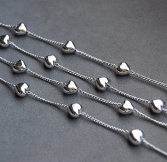 Цепочка с сердечками, покрытие родий, арт