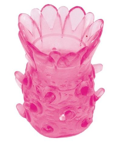 Розовая рельефная насадка на пенис - Toyfa Basic 888001